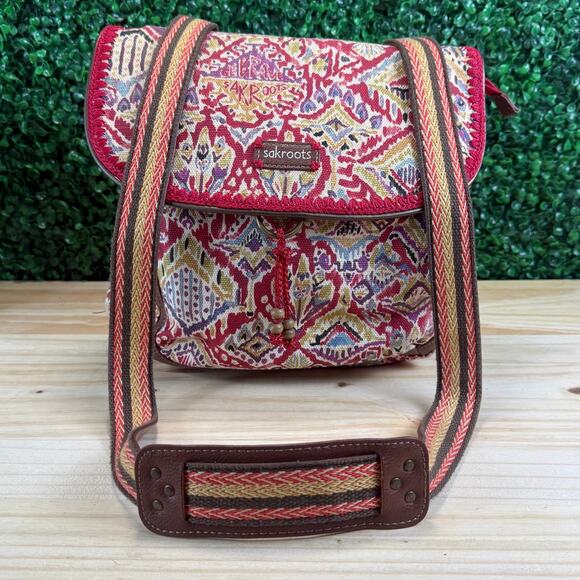 Sakroots Artist Circle Convertible Backpack Red Peace Love Bag Tote Travel - Picture 2 of 12